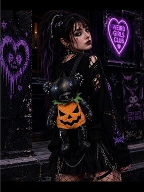 🖤🎃DOLLS KILL ADORABLE Jack O’ Tormented Teddy Backpack🖤🎃 NWT